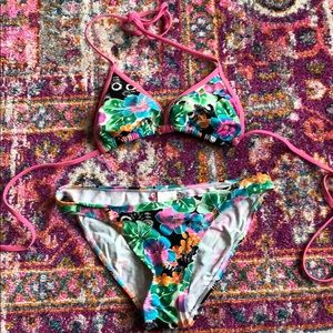 Body gloves Hawaiian floral bikini sz xs